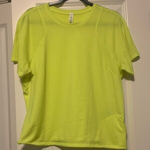 lululemon Highlighter Yellow Lightweight Cinch Hem Hiking Tee, Sz 12, NWT